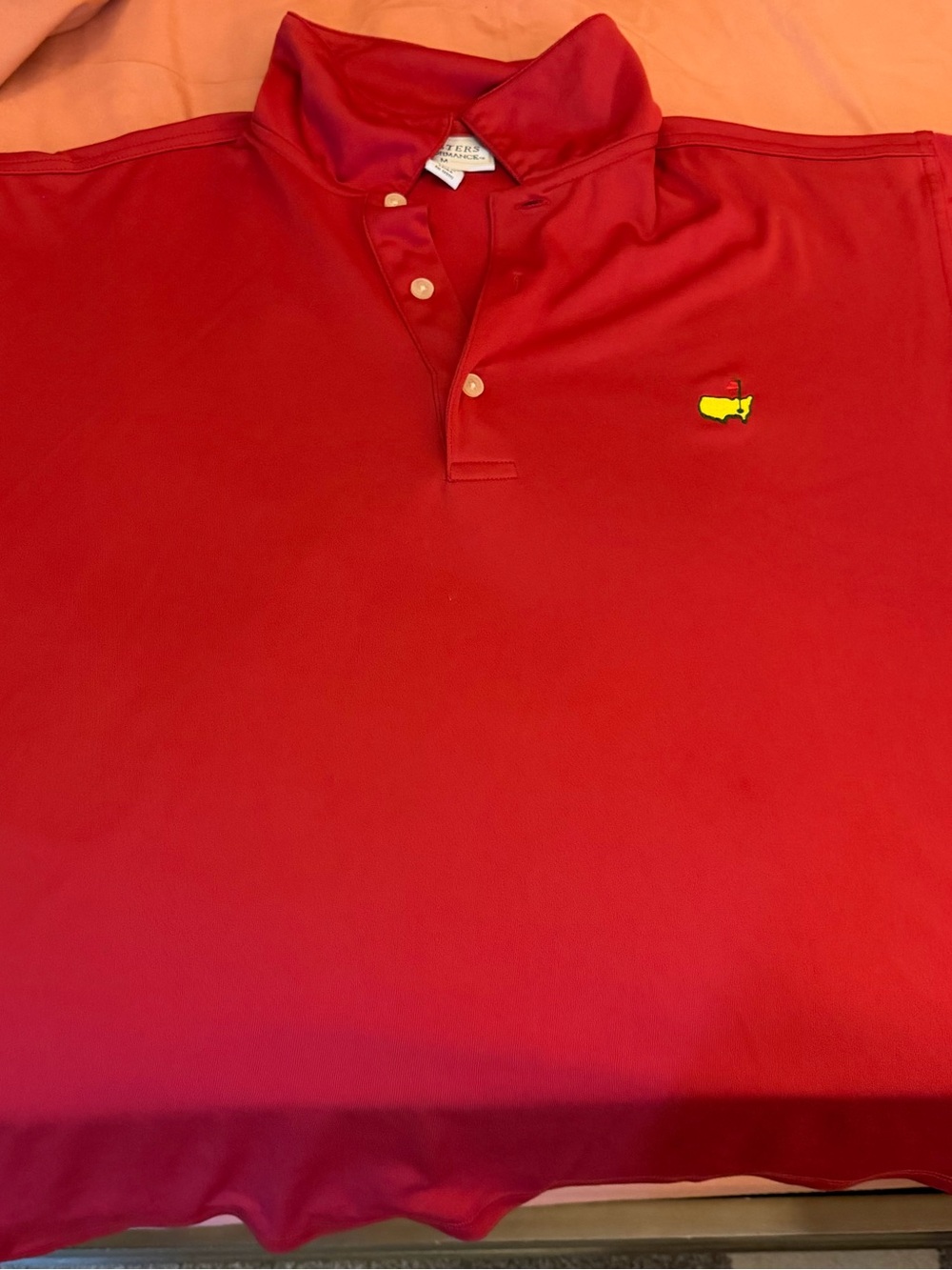 Masters Red Polo with Yellow Chest Emblem